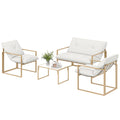 Solarias Salon de jardin extérieur 4 pièces avec coussins ultra-épais 15cm canapé 2 places avec table basse et 2 fauteuils k