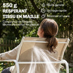 Solarias Salon de Jardin 4 Pièces avec Canapé 2 Places, 2 Fauteuils et Table, en Acier Textilène Verre Trempé, 112x73x74 cm,