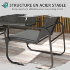 Solarias Salon de jardin 4 pièces avec 2 fauteuils 1 canapé 2 places d'extérieur et table basse plateau en verre trempé