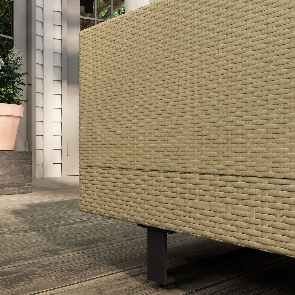 Solarias Salon de jardin d'angle 5 places design contemporain coussins déhoussables table basse acier époxy résine tressée b