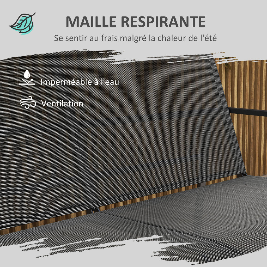 Solarias Salon de jardin 4 pièces avec 2 fauteuils 1 canapé 2 places d'extérieur et table basse plateau en verre trempé