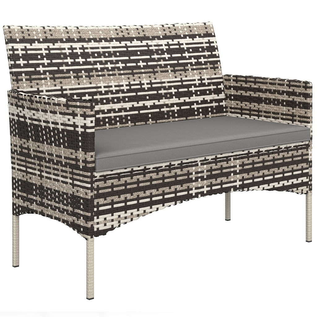 Solarias Canapé de jardin 2 places en résine tressée avec coussins canapé d'extérieur avec accoudoirs 115 x 63 x 85 cm gris 