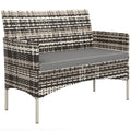 Solarias Canapé de jardin 2 places en résine tressée avec coussins canapé d'extérieur avec accoudoirs 115 x 63 x 85 cm gris 