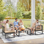 Solarias Ensemble de jardin 4 pièces, ensemble canapé avec 2 canapés 2 places, fauteuil sans accoudoirs, table basse, pour b