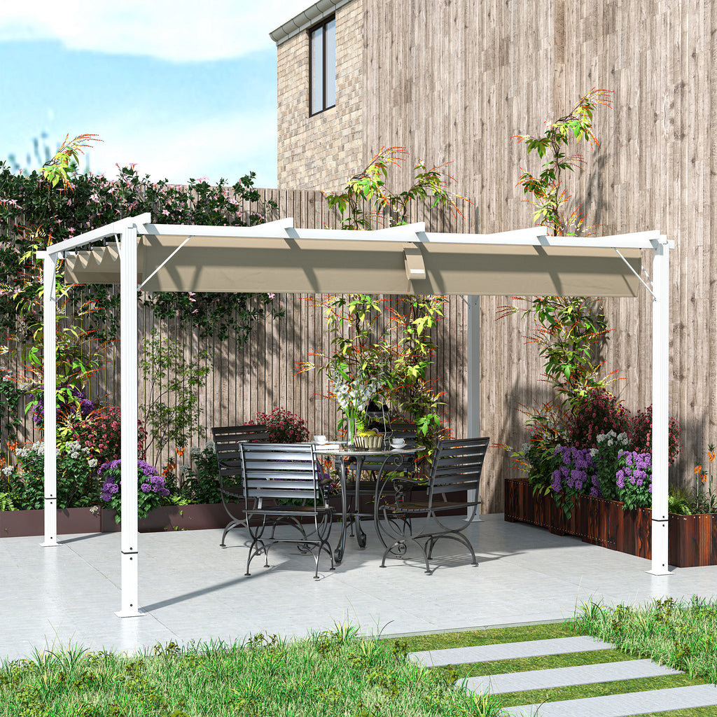 Solarias Pergola jardin extérieur en aluminium 3 x 4 m avec toit rétractable, abri soleil UPF30+, pour terrasse, patio, blan