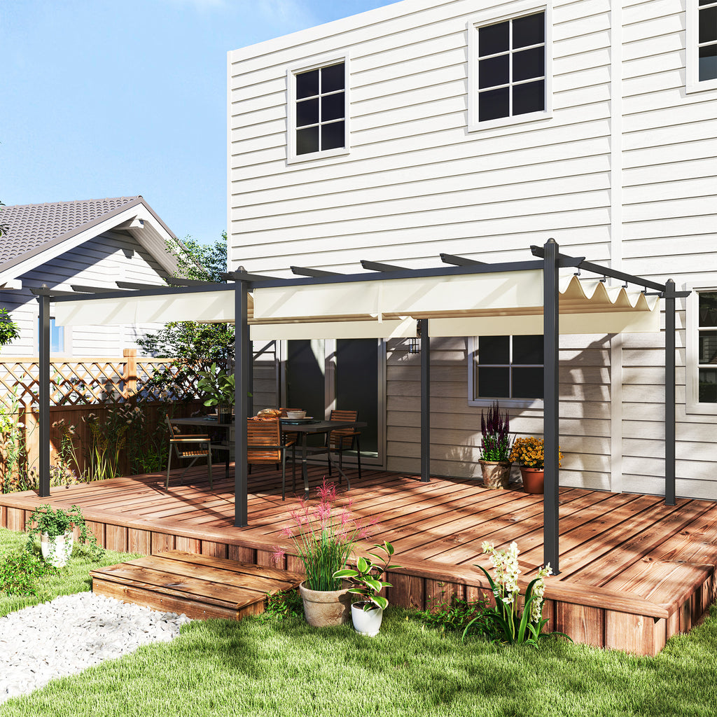 Solarias Pergola rétractable 3,5 x 6 m pergola pour terrasse structure en aluminium + toile polyester - beige