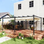 Solarias Pergola rétractable 3,5 x 6 m pergola pour terrasse structure en aluminium + toile polyester - beige