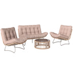 Solarias Ensemble de jardin 4 pièces Salon en polyrotin avec canapé 2 places 2 fauteuils Table en verre Assise large & profo