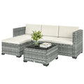Solarias Ensemble de jardin Polyrattan 5 pièces, set lounge avec canapé d'angle, pouf, table, coussins d'assise et de dossie