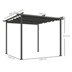 Solarias Pergola de Jardin 3 x 3 m avec Auvent Réglable, Cadre en Métal, Protection UPF30+, Auvent pour Véranda, Terrasse, G