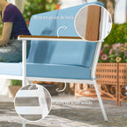 Solarias Salon de jardin extérieur 4 personnes, salon de balcon 5 pièces avec canapé, 2 fauteuils et 2 tables basses bleu cl