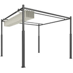 Solarias Pergola de jardin exterieur 3 x 3 m avec toit rétractable et fixation magnétique, abri soleil UPF30+, crème