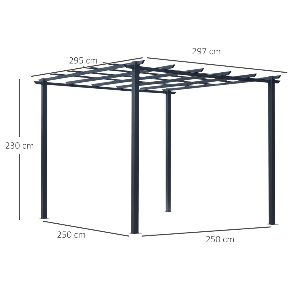 Solarias Pergola autoportante Style Contemporain - Toit terrasse à décorer - dim. 3L x 3l x 2,3H m - métal époxy anticorrosi