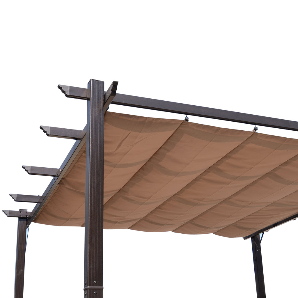 Solarias Pergola Rétractable en polyester Marron Clair 4 x 3 x 2,65 m