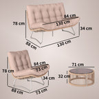 Solarias Ensemble de jardin 4 pièces Salon en polyrotin avec canapé 2 places 2 fauteuils Table en verre Assise large & profo
