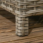 Solarias Ensemble salon de jardin 4 pièces canapé 2 places + 1 repose-pieds + 2 table basse avec coussins beige marron