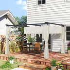 Solarias Pergola 3 x 3 m avec Auvent Rétractable et Rideaux, Abri de Soleil UPF30+ pour Jardin, Terrasse, Extérieur