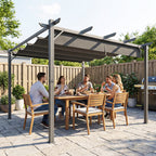 Solarias Pergola de Jardin 3x3 m avec Toit Rétractable Protection UPF30+ Drainage Cadre en Aluminium pour Patio Extérieur Gr