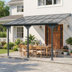 Solarias Pergola adossée aluminium 4,5 x 3 m avec toit en polycarbonate résistant UV, gouttière intégrée, tonnelle de jardin