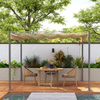 Solarias Pergola de jardin 3 x 3 m avec auvent rétractable, pavillon, toile pour l'ombre, UPF30+, Beige