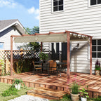 Solarias Pergola de jardin 3 x 4 m, Toit de terrasse réglable, Cadre en aluminium, Protection solaire UPF30+, Bois naturel