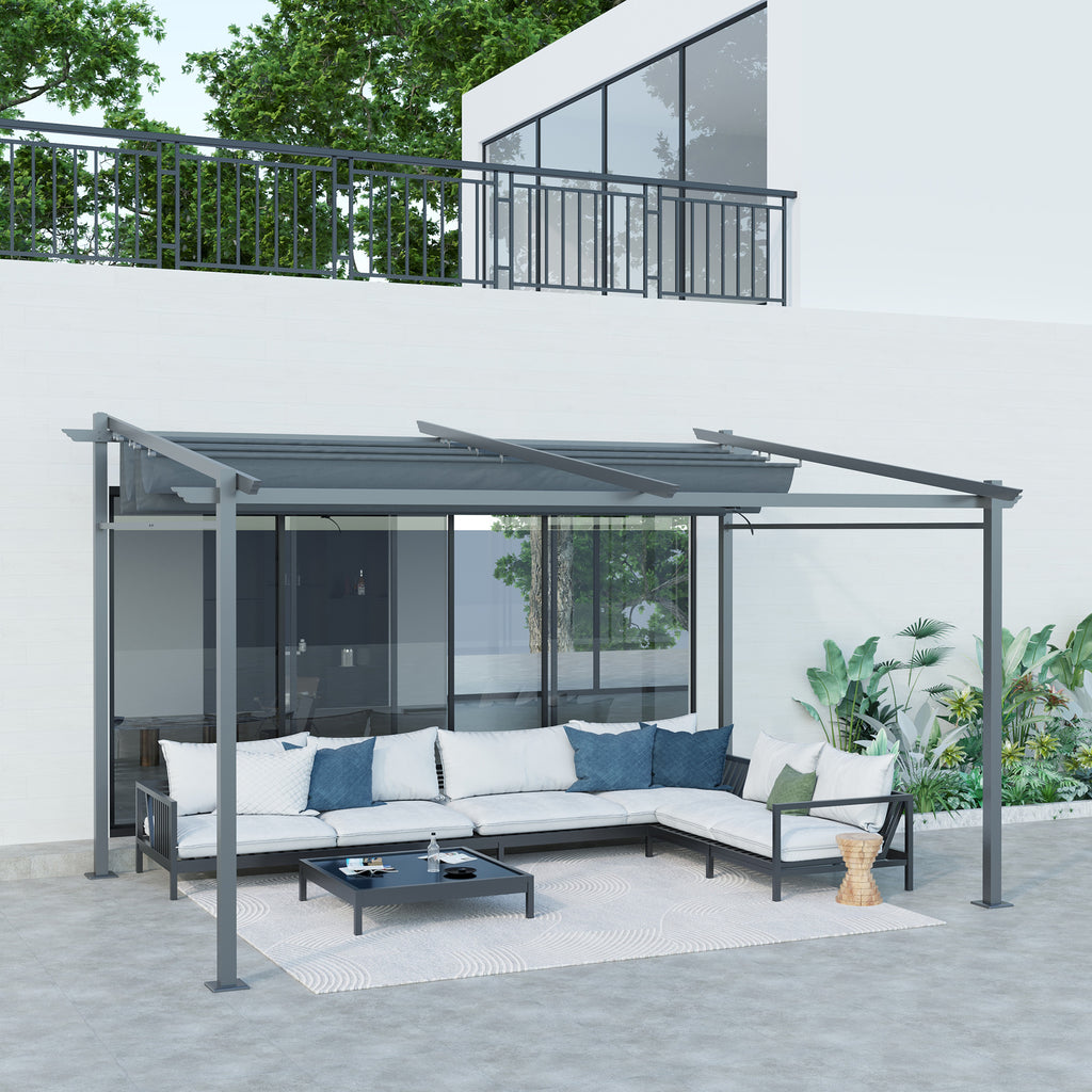 Solarias Pergola rétractable 4 x 3 m structure métal époxy anticorrosion toile Polyester180 g/m² Incluse Gris