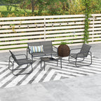 Solarias Salon de jardin 4 pièces avec 2 fauteuils 1 canapé 2 places d'extérieur et table basse plateau en verre trempé