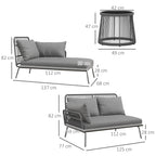 Solarias Salon de jardin d'angle 4 pers. style colonial table basse coussins grand confort inclus résine tressée gris