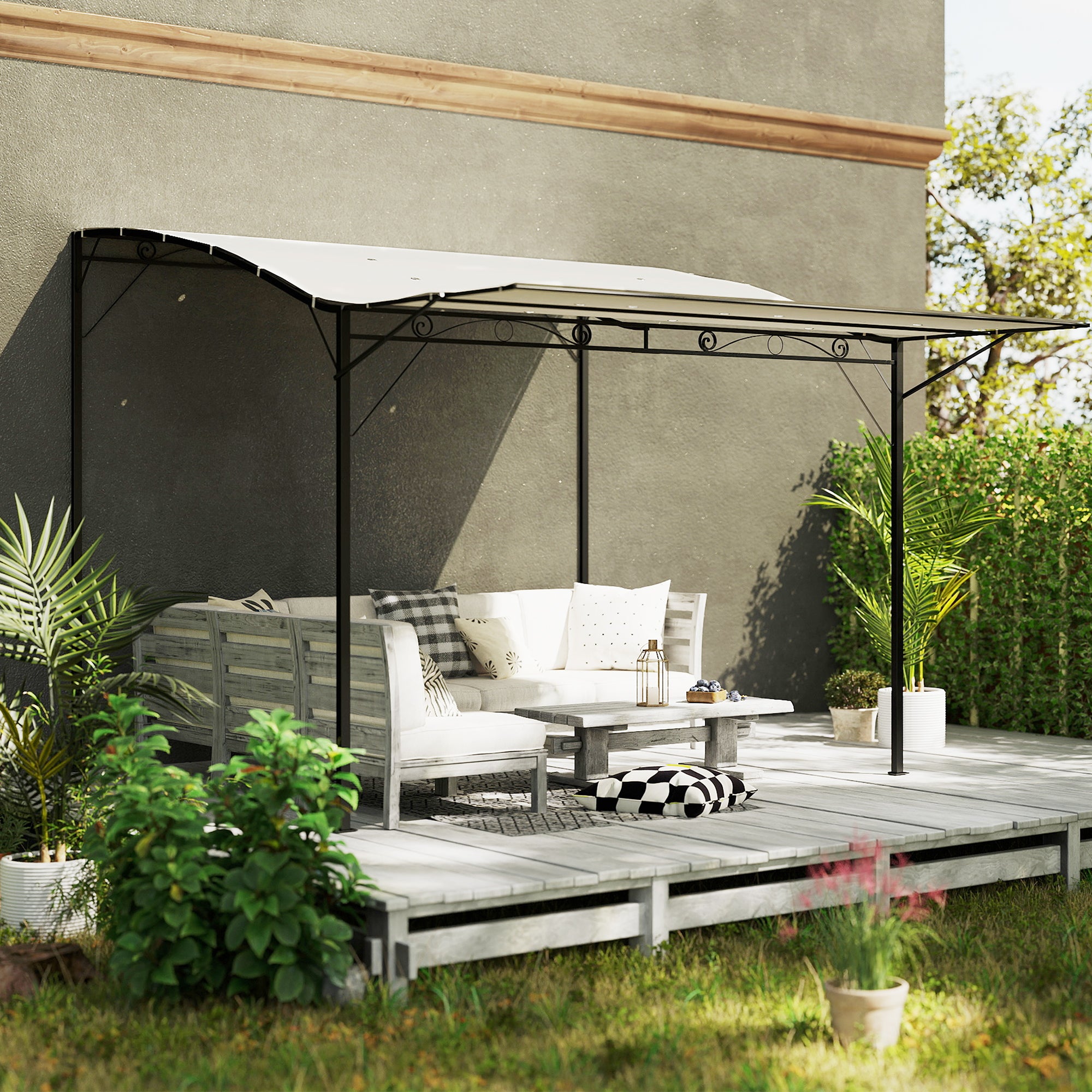 Solarias Pergola tonnelle de jardin avec auvent réglable acier polyester haute densité 3 x 2,5 m crème