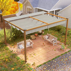 Solarias Pergola extérieure 4 x 3 m avec toit rétractable et cadre en aluminium effet bois