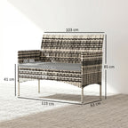 Solarias Canapé de jardin 2 places en résine tressée avec coussins canapé d'extérieur avec accoudoirs 115 x 63 x 85 cm gris 