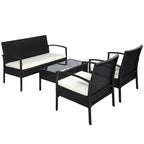 Solarias Ensemble salon de jardin 4 places : canapé, 2 fauteuils et table basse plateau verre trempé résine tressée 4 fils i