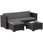 Solarias Ensemble Modulaire de Jardin en Rotin 5 Pièces avec Coussins, Canapé d'Angle Gris