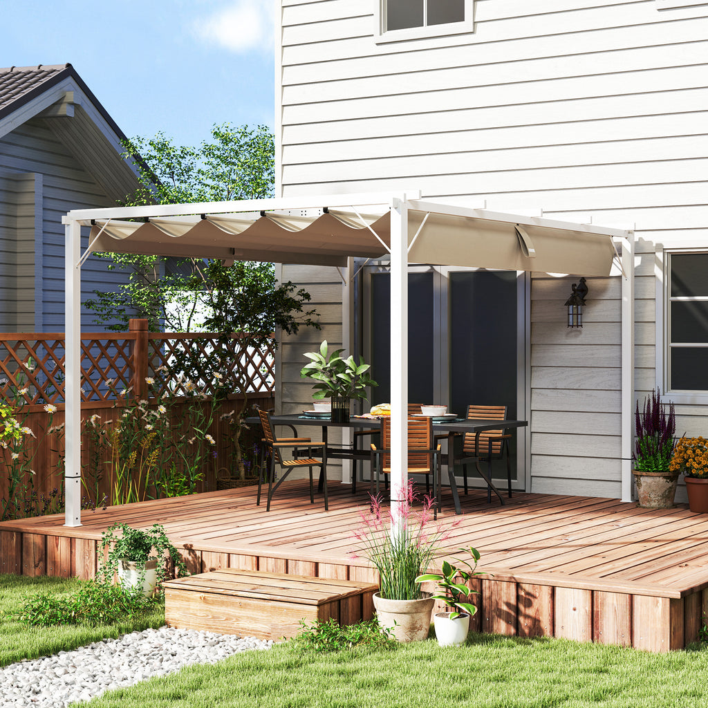 Solarias Pergola jardin extérieur en aluminium 3 x 4 m avec toit rétractable, abri soleil UPF30+, pour terrasse, patio, blan