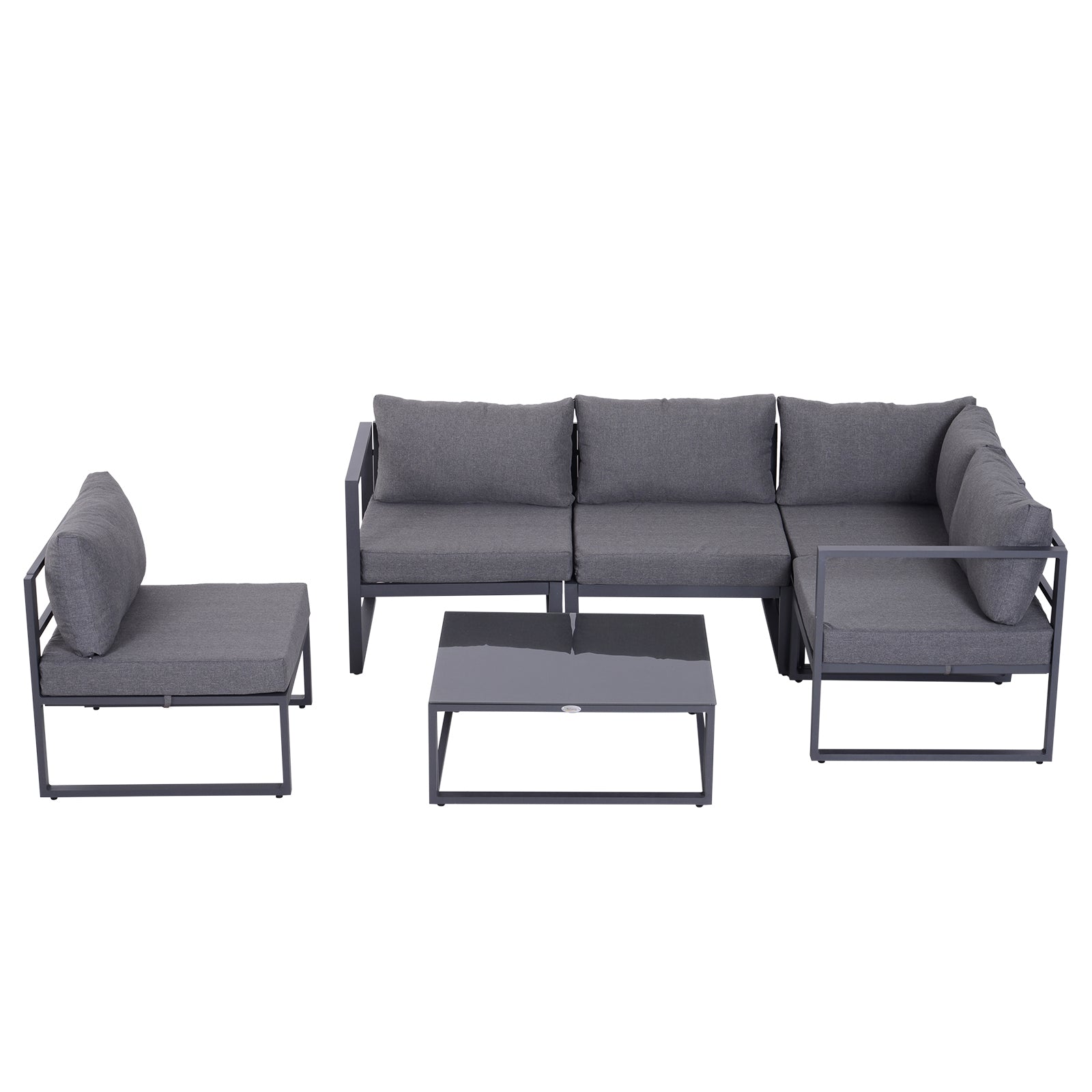 Solarias Ensemble salon de jardin d'angle design contemporain style yachting 5 places modulable avec coussins et table basse