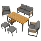 Solarias Ensemble canapé d'extérieur moderne, table amovible, accoudoirs tressés et coussins d'assise épais, Gris+Couleur na