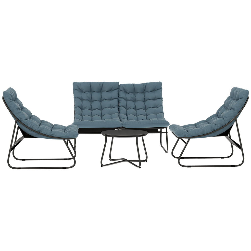 Solarias Ensemble de meubles de jardin 4 places, 2 chaises, 1 canapé double, 1 table avec une surface en verre, coussins épa