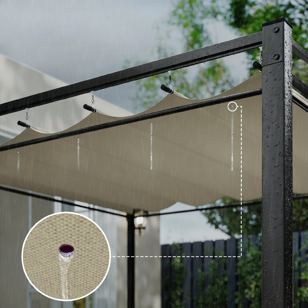 Solarias Pergola de Jardin Tonnelle de Jardin Extérieur Toit Rétractable 4 Rideaux Protection UV30+3x3m Beige