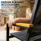 Solarias Salon de jardin extérieur 4 pièces avec canapé 2 places, 2 chaises et table basse en verre trempé, noir