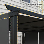 Solarias Pergola avec 3 toiles coulissantes 3,5 x 3 x 2,35 m structure acier noir toile polyester gris foncé