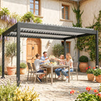 Solarias Pergola Bioclimatique 4x3m en Aluminium à Toit Louvred Ajustable, Protection Soleil, pour Jardin Extérieur, Blanc