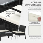 Solarias Ensemble salon de jardin 4 places : canapé, 2 fauteuils et table basse plateau verre trempé résine tressée 4 fils i