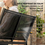 Solarias Salon de jardin extérieur 4 pièces avec canapé 2 places, 2 chaises et table basse en verre trempé, noir