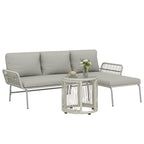 Solarias Polyrattan Set de meubles de jardin 3 pièces, salon avec chaiselongue canapé 2 places table en verre coussins amovi