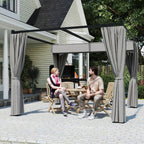 Solarias Pergola de Jardin avec Toit Rétractable et Rideaux, en Métal et Polyester, 300x300x227 cm, Gris clair