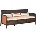 Solarias Canapé en rotin avec coussins, Trois places, Canapé de jardin, Acier, Marron, 173 x 68 x 78 cm