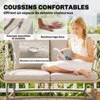 Solarias Canapé de Jardin 2 Places en Résine Tressée Coussins Épais Anti-glisse 120 x 67 x 79 cm Marron