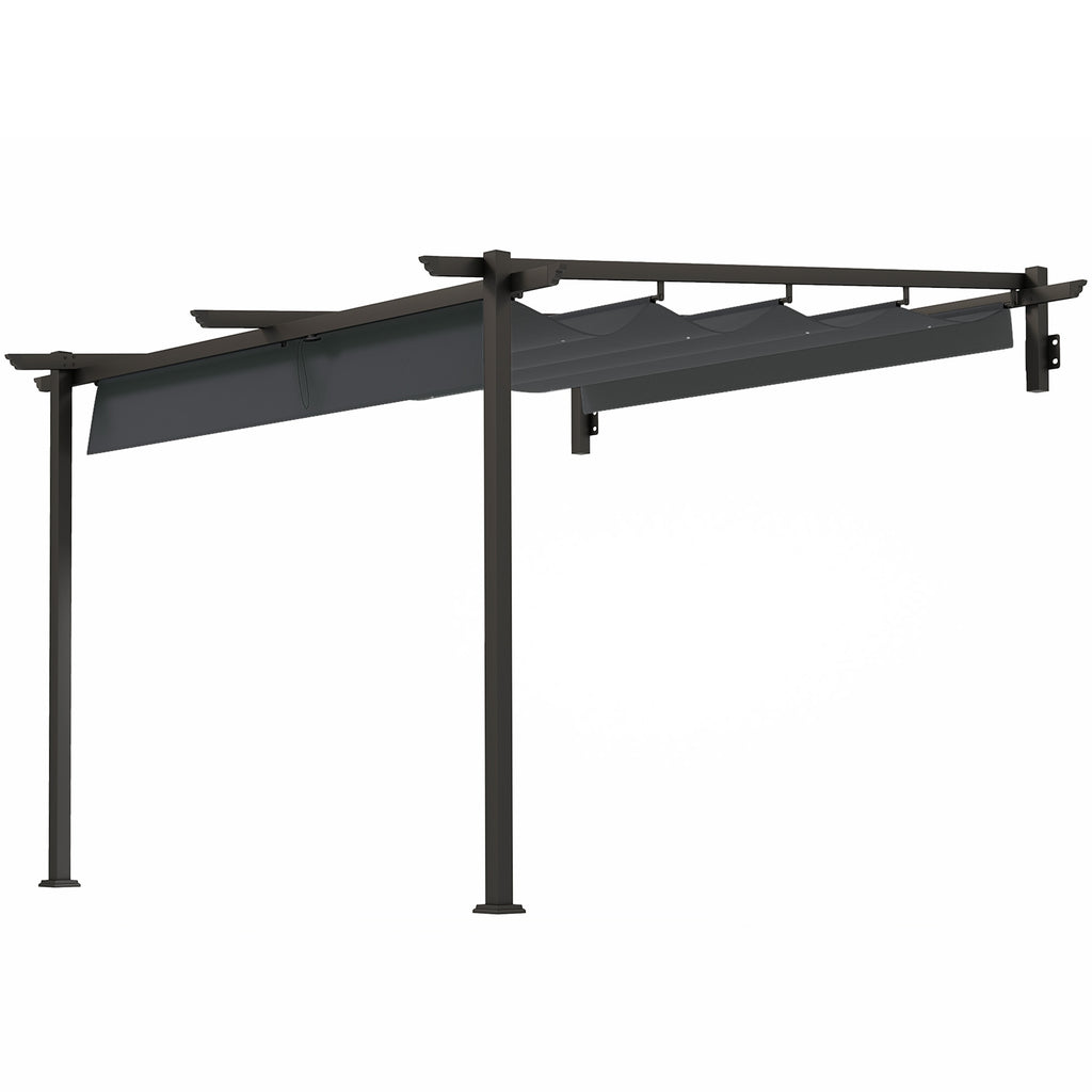 Solarias Pavillon, 3 x 3 m Pergola, Toit de terrasse coupe-vent, Montage mural, Toit ajustable, pour Jardin, Terrasse, Gris 