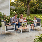 Solarias Ensemble Canapés Jardin 4 Personnes: 2 Fauteuils, Canapé, Table Basse.