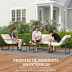 Solarias Salon de jardin 4 pièces 4 personnes avec canapé 2 places, 2 fauteuils et 1 table basse gris